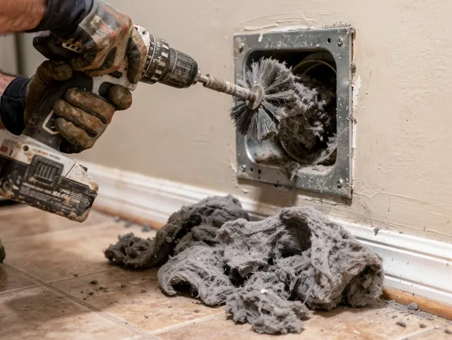 Certified East Hartford Dryer Vent Cleaning technician performing dryer vent cleaning in East Hartford