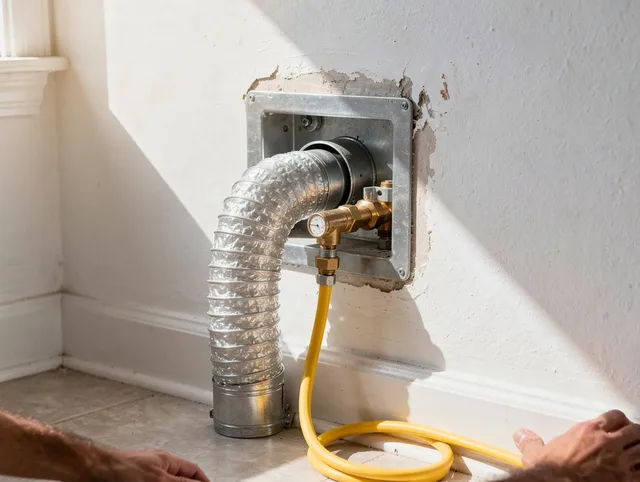 East Hartford Dryer Vent Cleaning certified technician performing specialized gas dryer vent cleaning in East Hartford